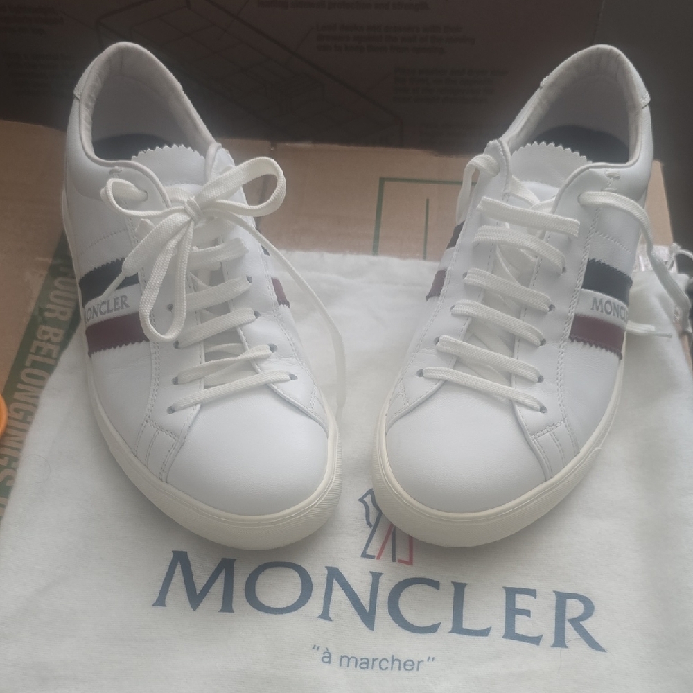 Moncler White Leather Sneakers Sleek Design